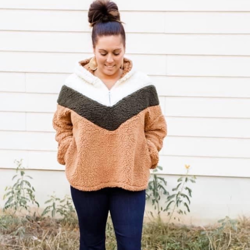 Color Block Sherpa Pullover